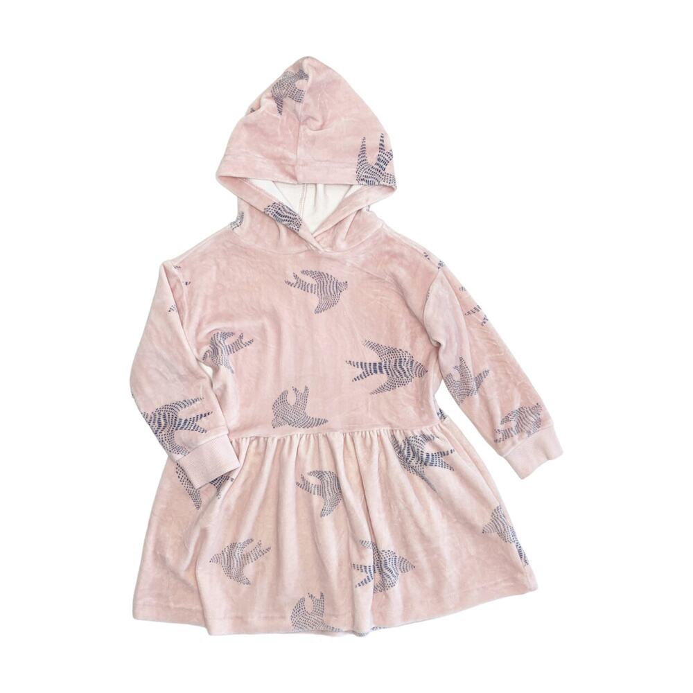 Gymboree Petal Pink Bird Hooded Velour Dress
